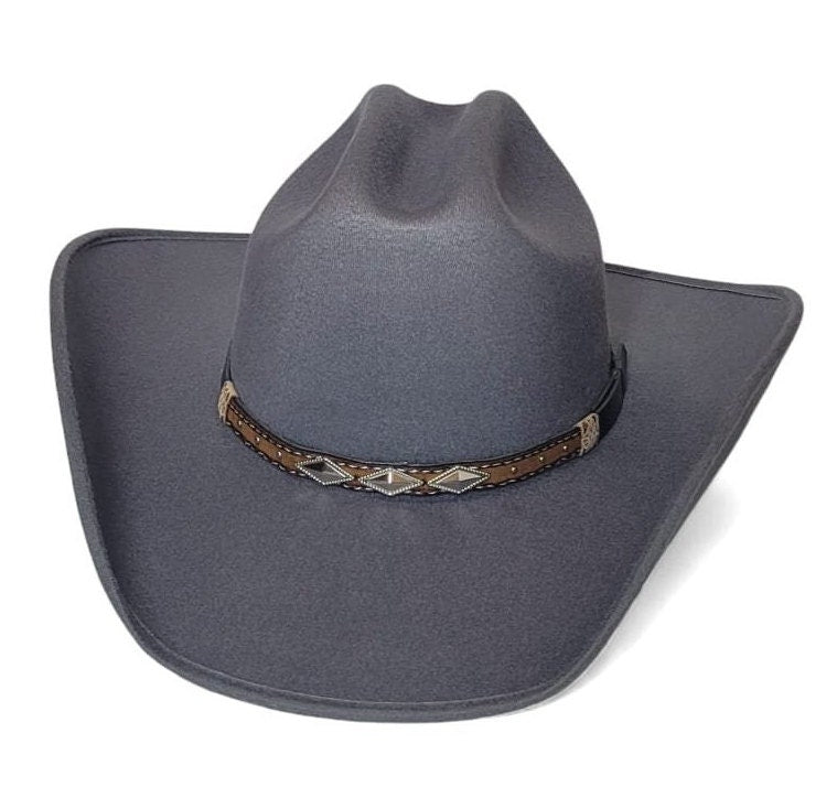 Gray Men's Western cowboy hat vaquero old Murrieta style luxury hat, small, medium, and Large sizes, adult hat