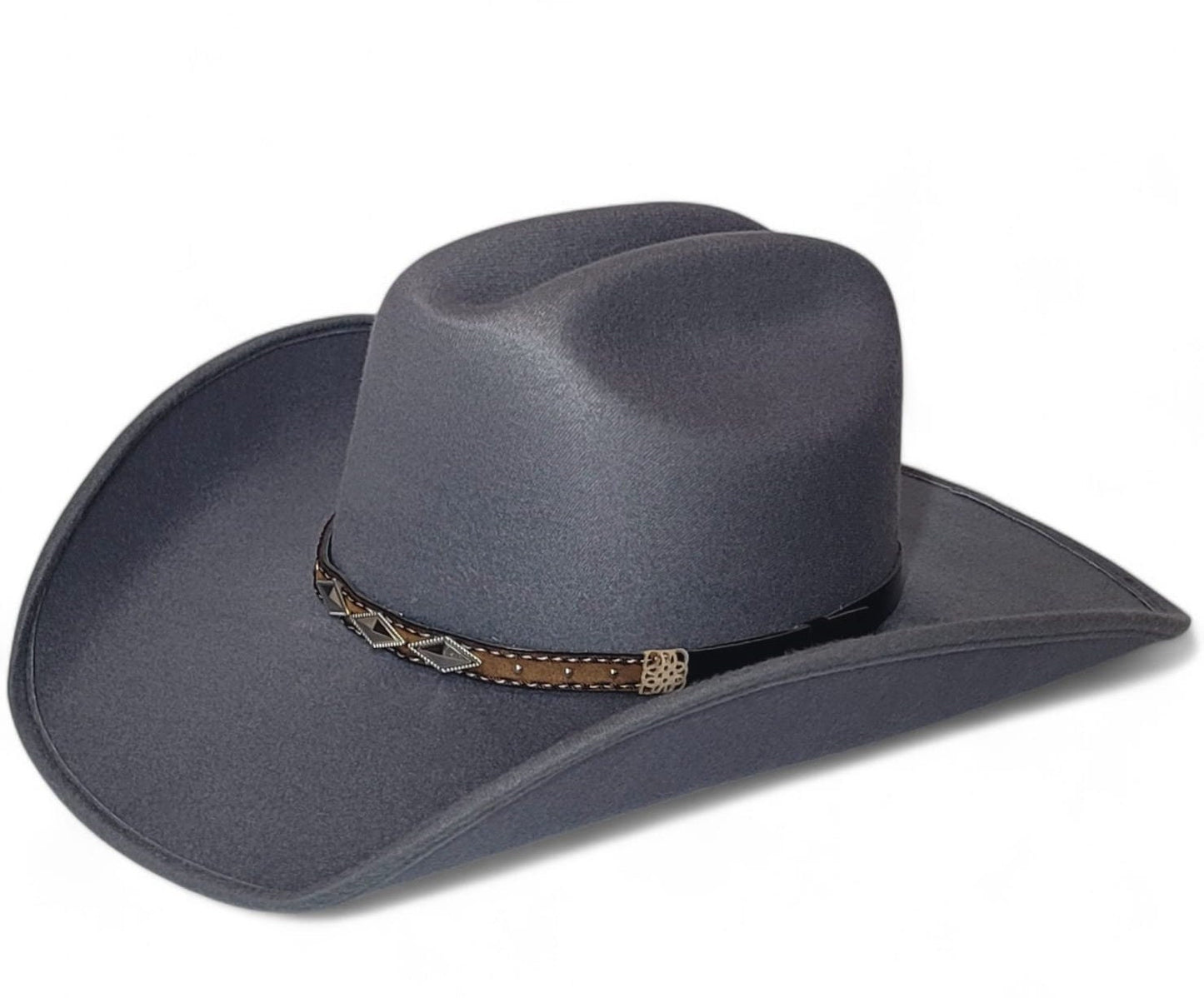Gray Men's Western cowboy hat vaquero old Murrieta style luxury hat, small, medium, and Large sizes, adult hat