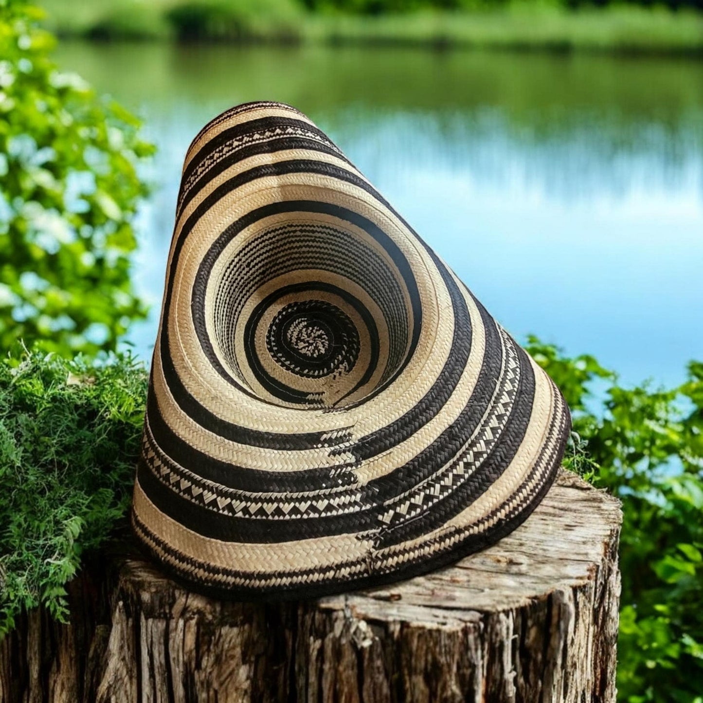 Colombian vueltiao hat imported from Colombia, bi-color black and white