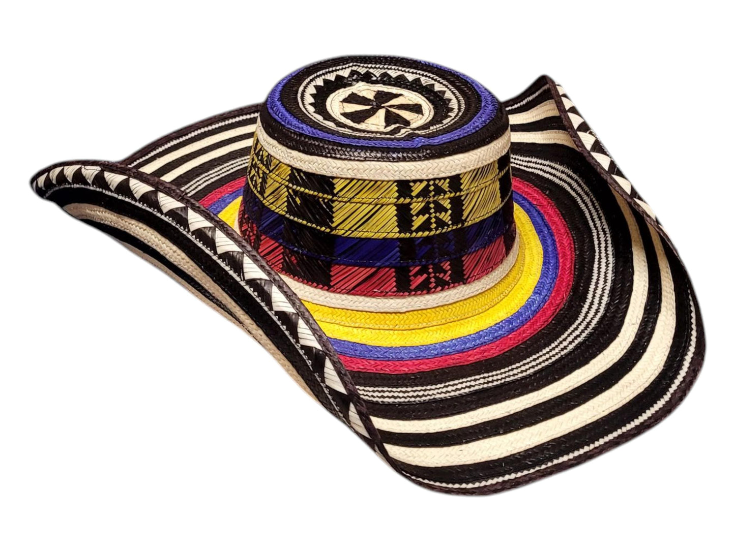 Colombian vueltiao hat imported from Colombia, patriotic, black and white, yellow and red
