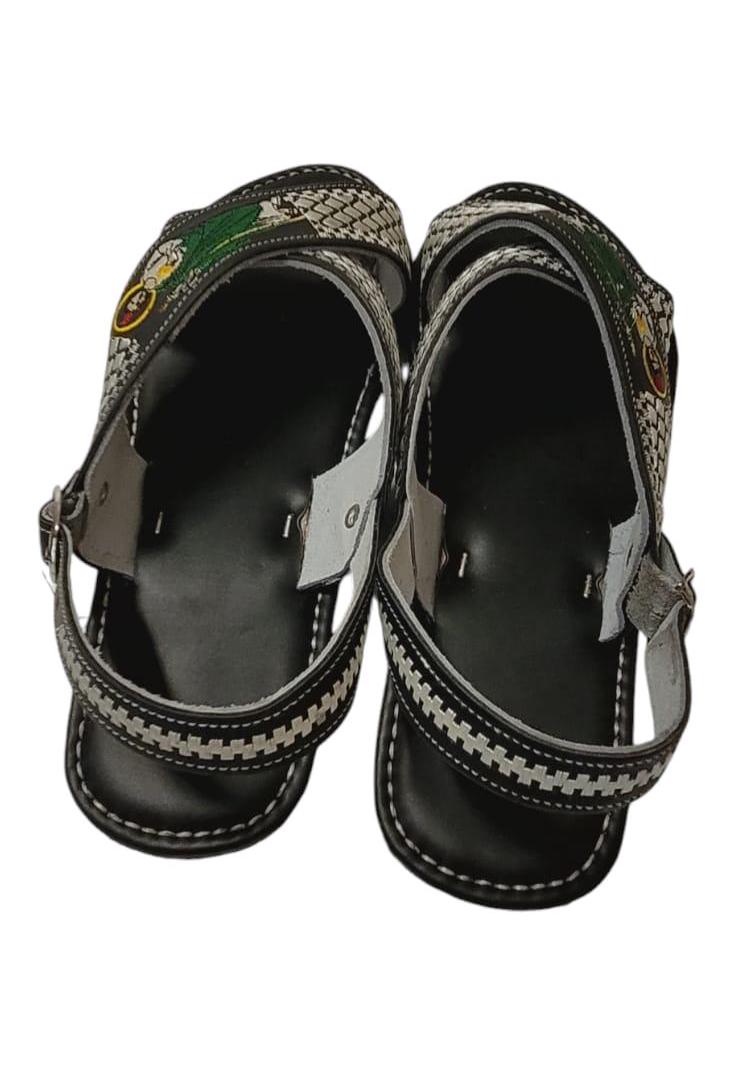 Huarache sandals for men of Tierra Caliente crossed embroidered San Judas tire sole