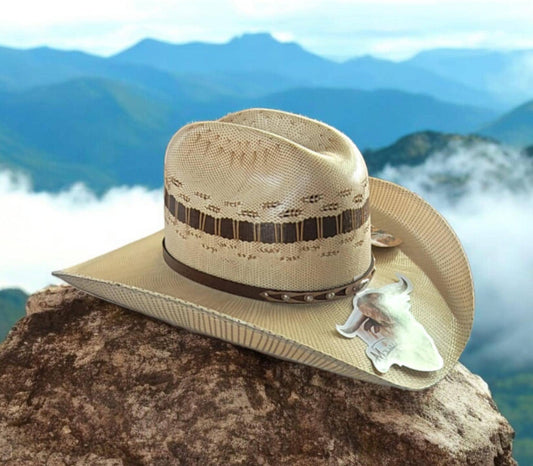 Highest quality brown straw cowboy hat vaquero rodeo made in Mexico