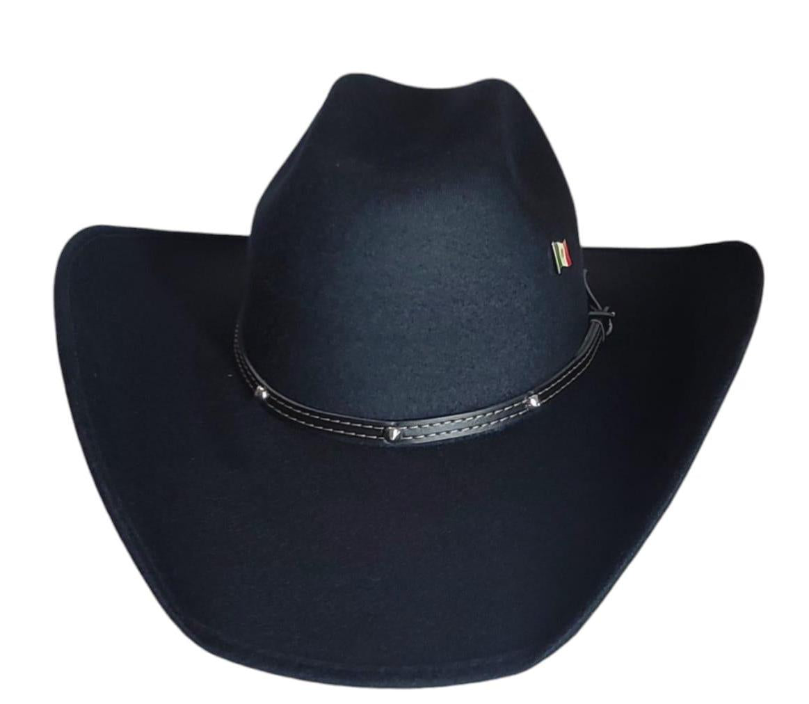 Western cowboy hat the old Murrieta style vaquero w/metal Mexican flag logo