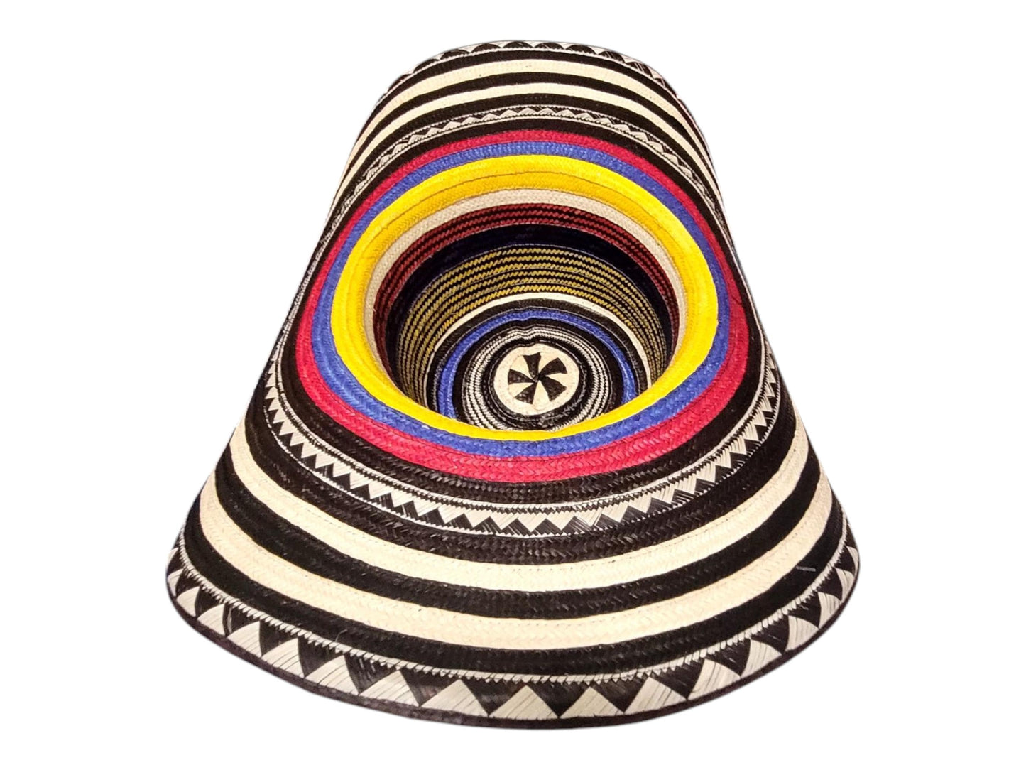 Colombian vueltiao hat imported from Colombia, patriotic, black and white, yellow and red