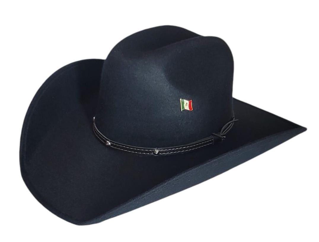 Western cowboy hat the old Murrieta style vaquero w/metal Mexican flag logo