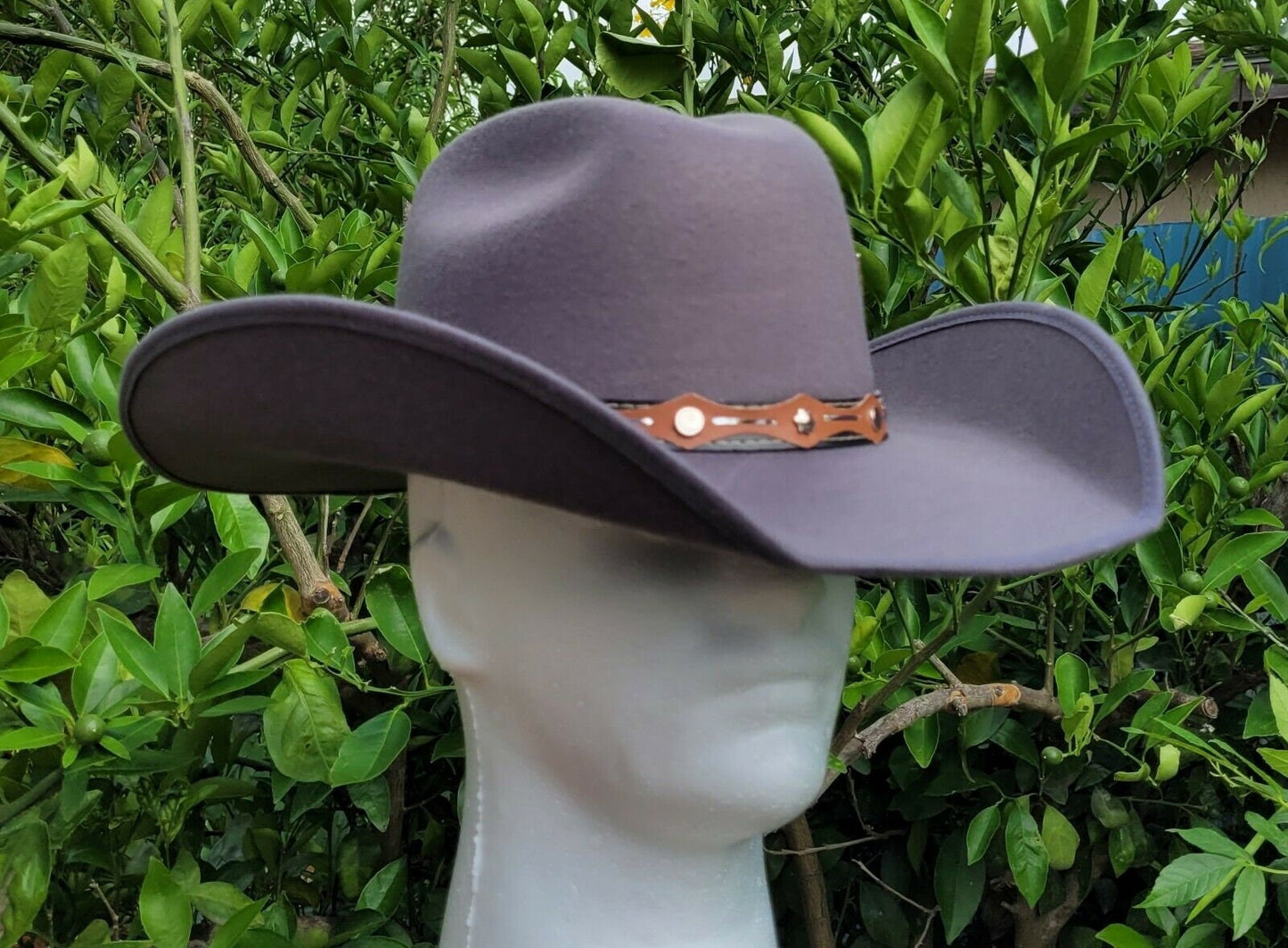 Western cowboy Gray hat the old Murrieta vaquero style w/metal Mexican flag logo