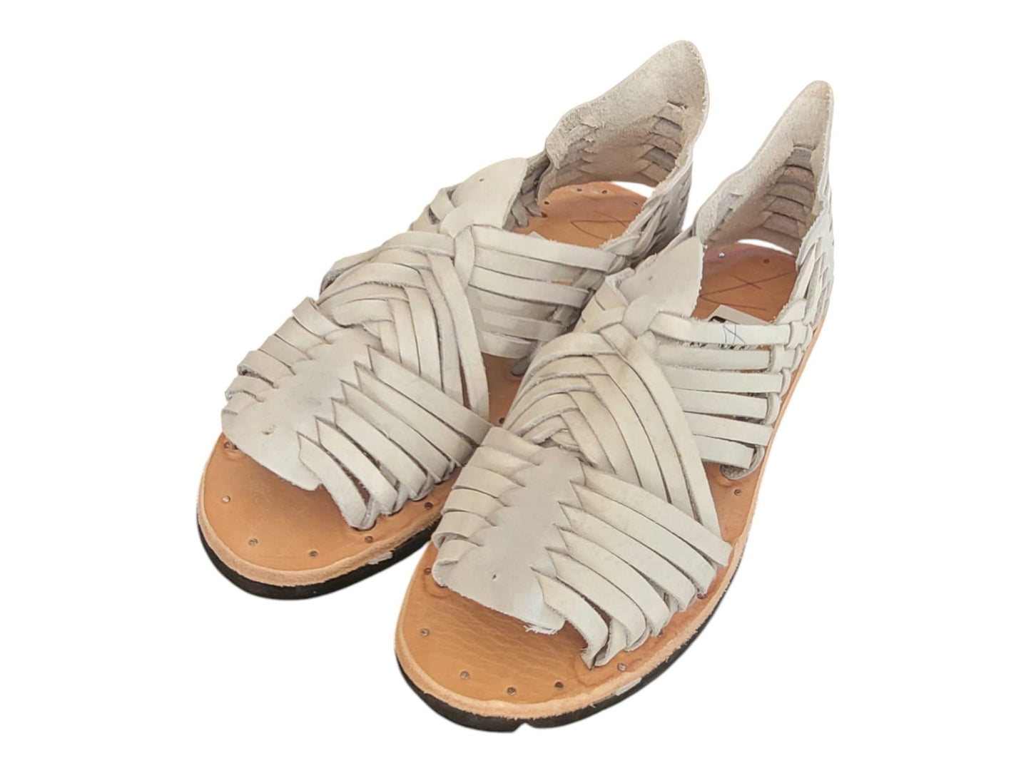 Mexican Huaraches sandals one hundred 100 nails White Leather Tire Sole natural color