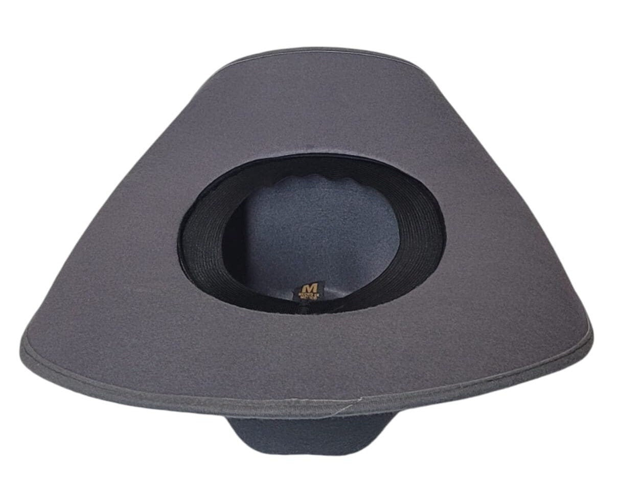 Gray cowboy hat vaquero old Murrieta style luxury hat small, medium, and Large sizes, with a metal USA flag Logo gray color