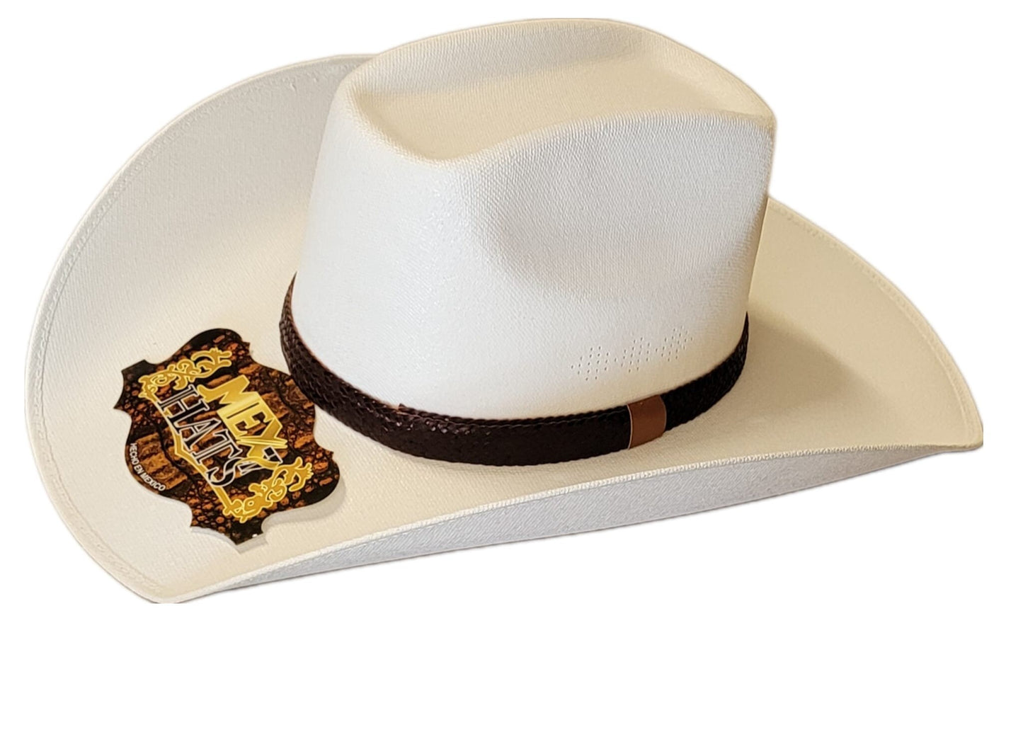 Western brick hat style Cowboy hat old Murrieta white canvas cowboy rodeo 8 seconds Mexican made