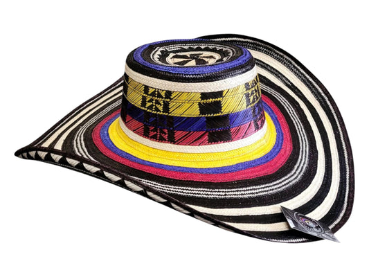 Colombian vueltiao hat imported from Colombia, patriotic, black and white, yellow and red