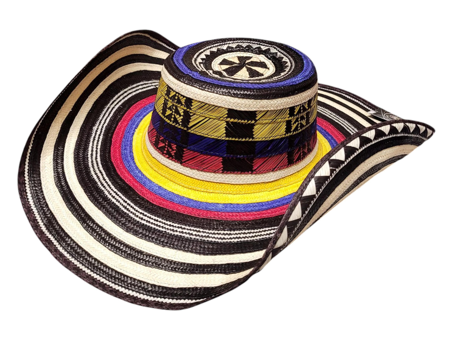 Colombian vueltiao hat imported from Colombia, patriotic, black and white, yellow and red