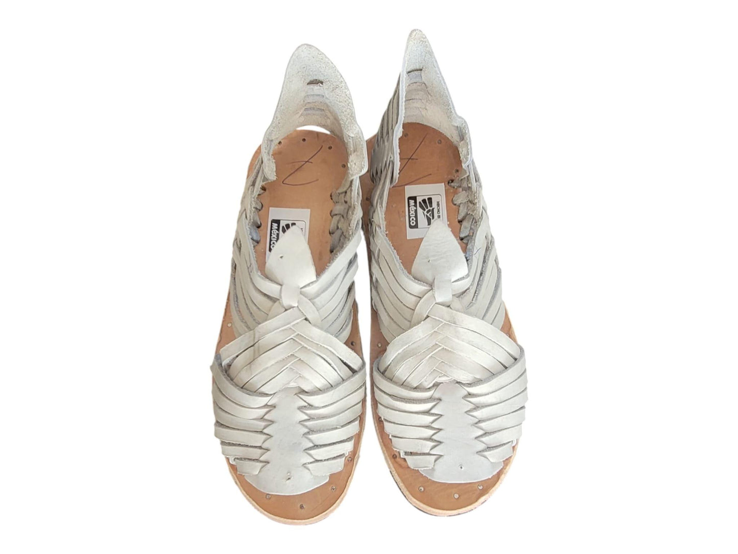 Mexican Huaraches sandals one hundred 100 nails White Leather Tire Sole natural color