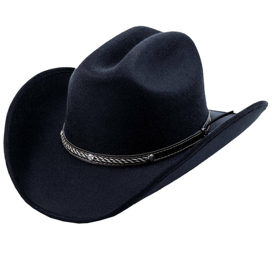 Men's black western cowboy hat, the old Murrieta style, orma California.