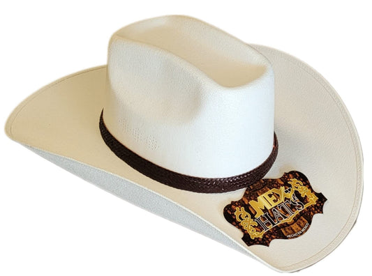 Western brick hat style Cowboy hat old Murrieta white canvas cowboy rodeo 8 seconds Mexican made